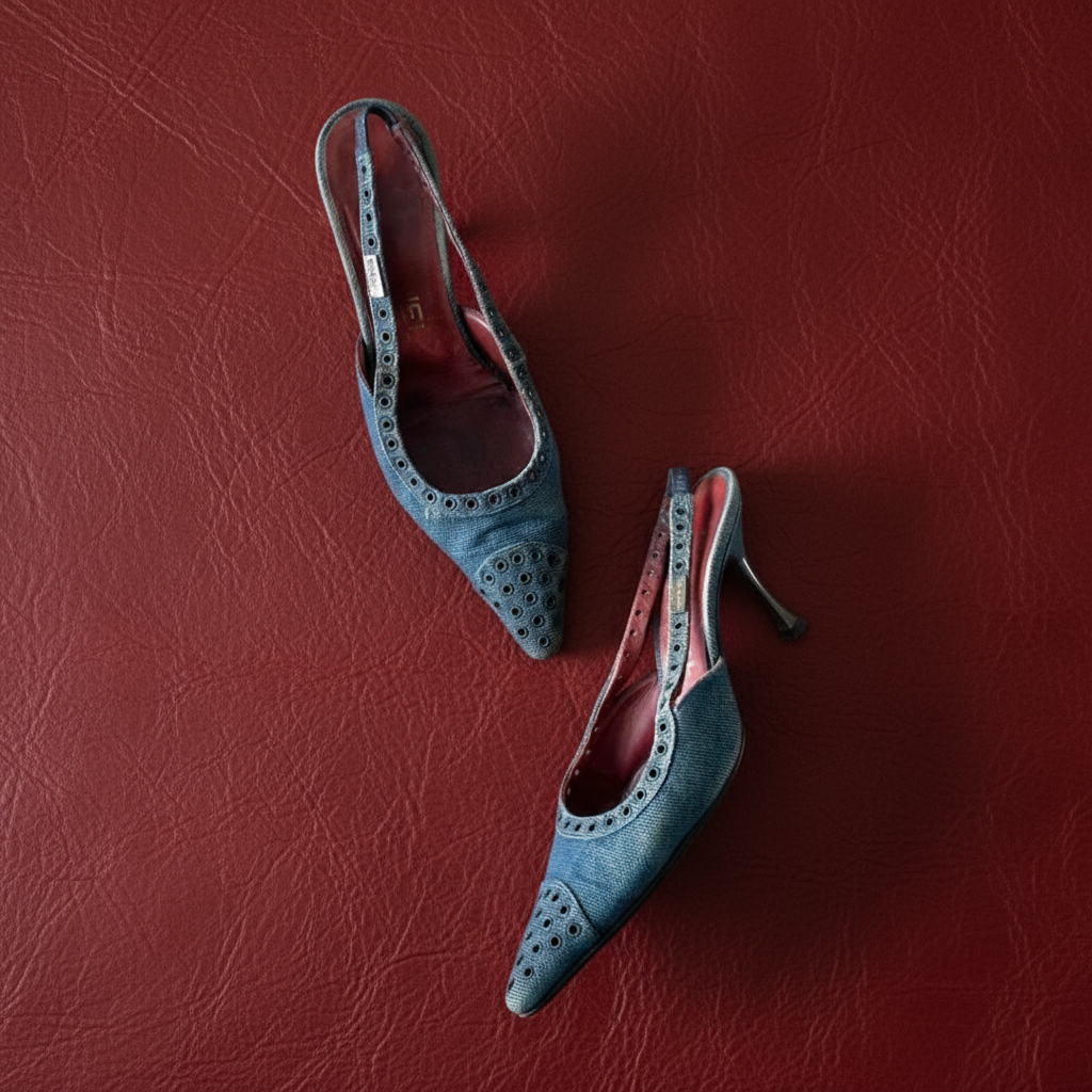 5.5US CHANEL DENIM SLINBACK POINTED TOES