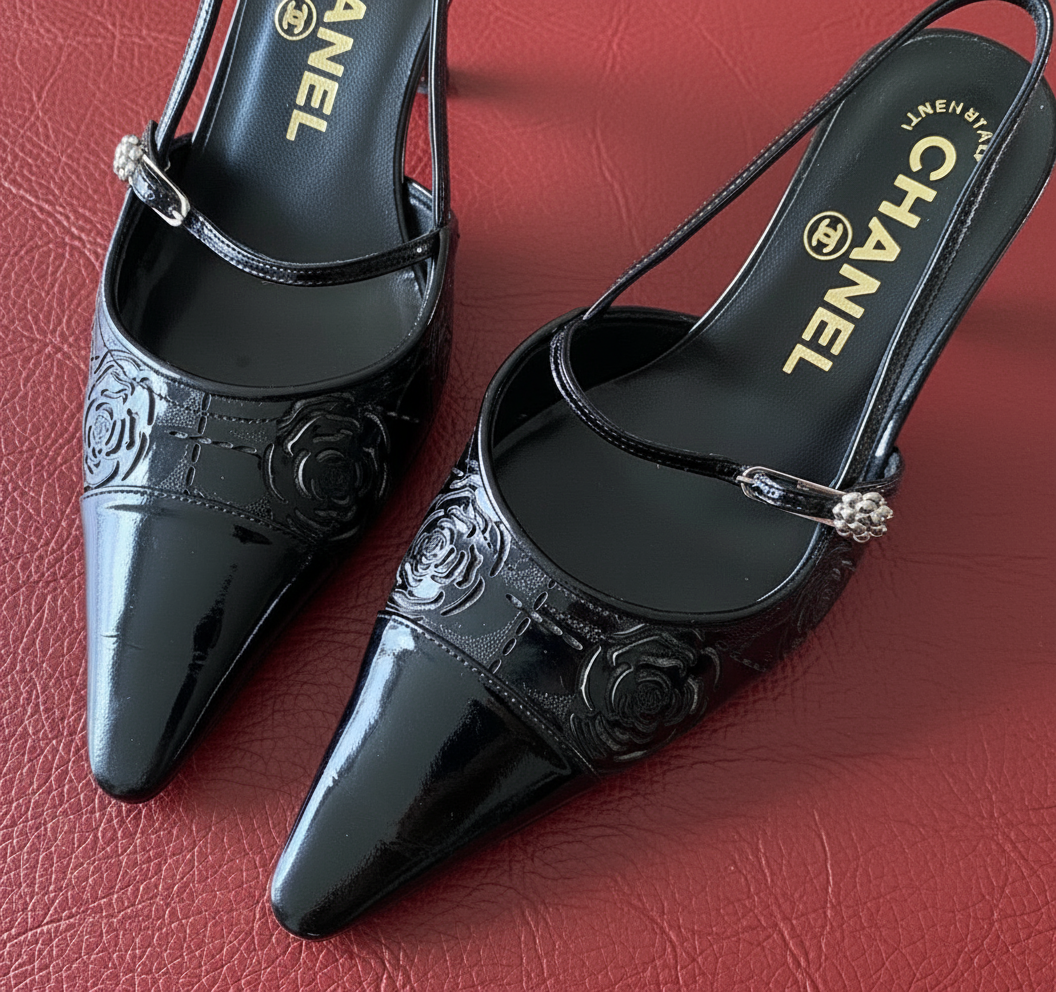 6US FLORAL CHANEL SLINGBACK POINTED TOE