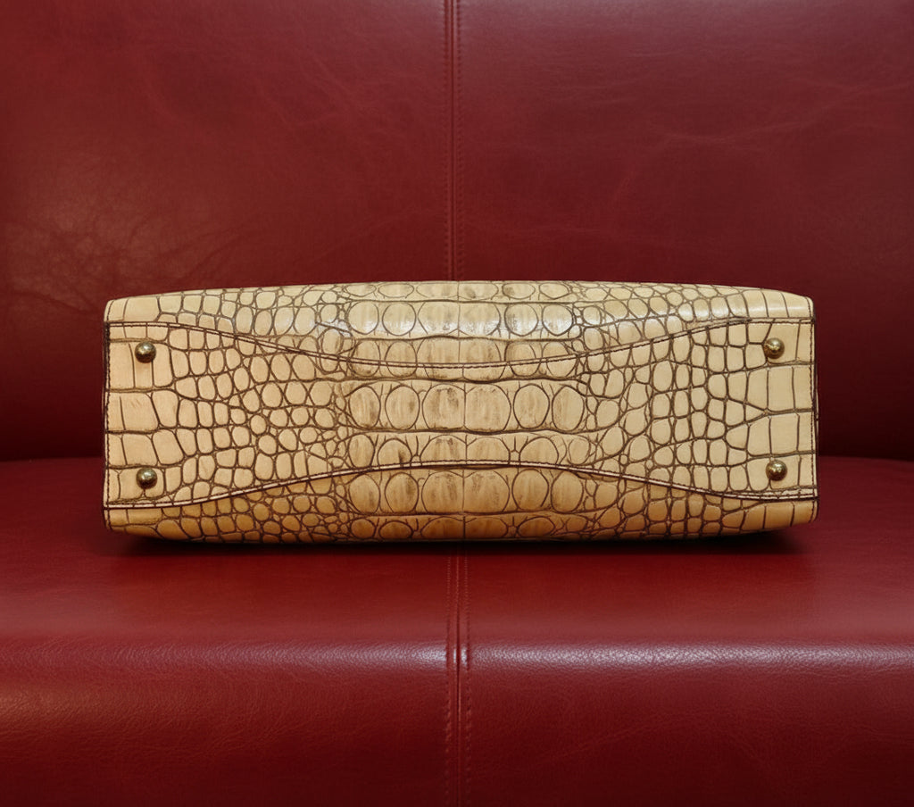 RARE VINTAGE MIUMIU CREAM CROCODILE HANDBAG