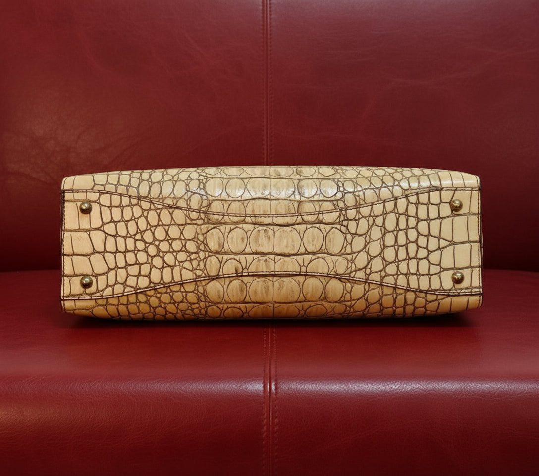 RARE VINTAGE MIUMIU CREAM CROCODILE HANDBAG