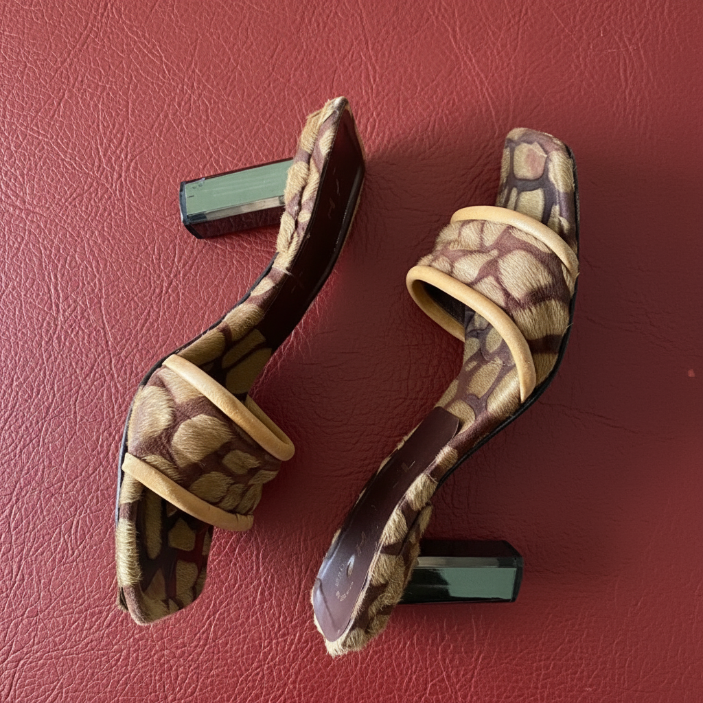5US CHEETAH PRINT CHANEL MULES