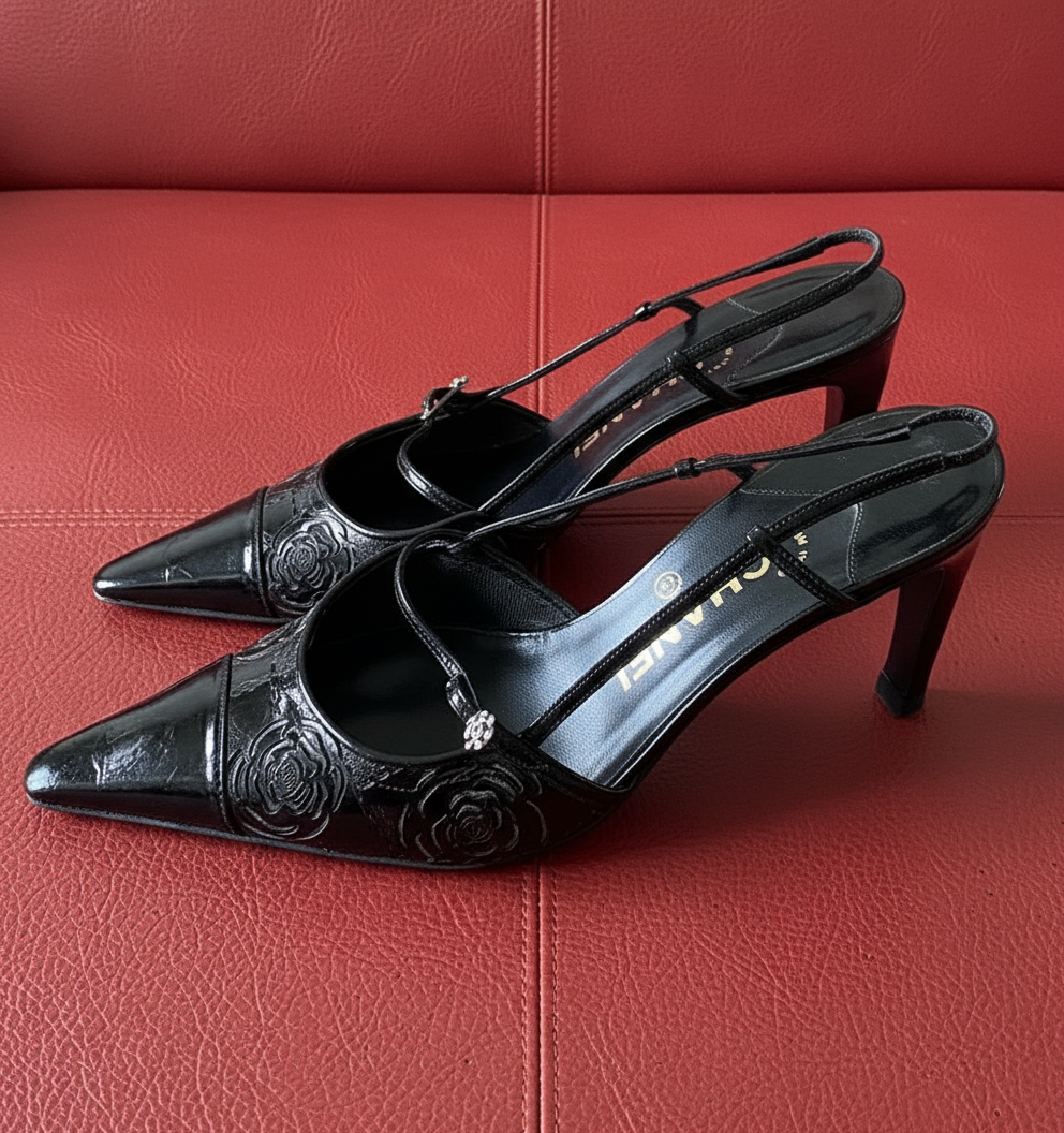 6US FLORAL CHANEL SLINGBACK POINTED TOE