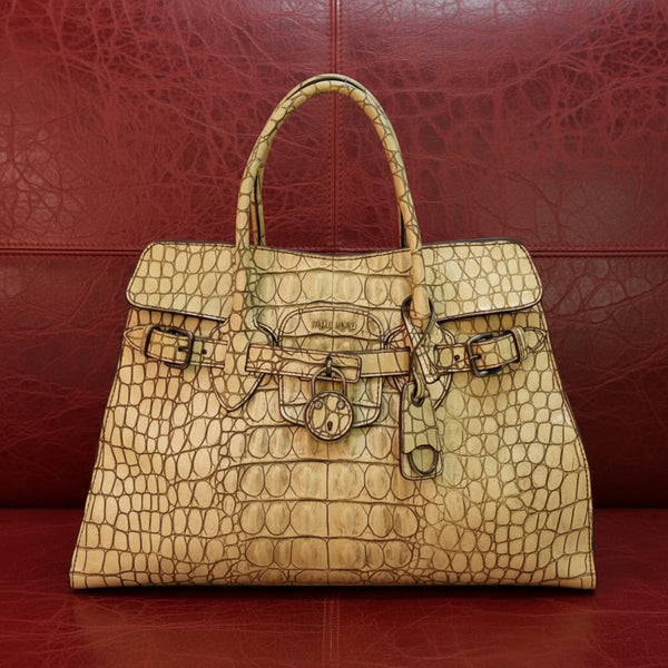 RARE VINTAGE MIUMIU CREAM CROCODILE HANDBAG