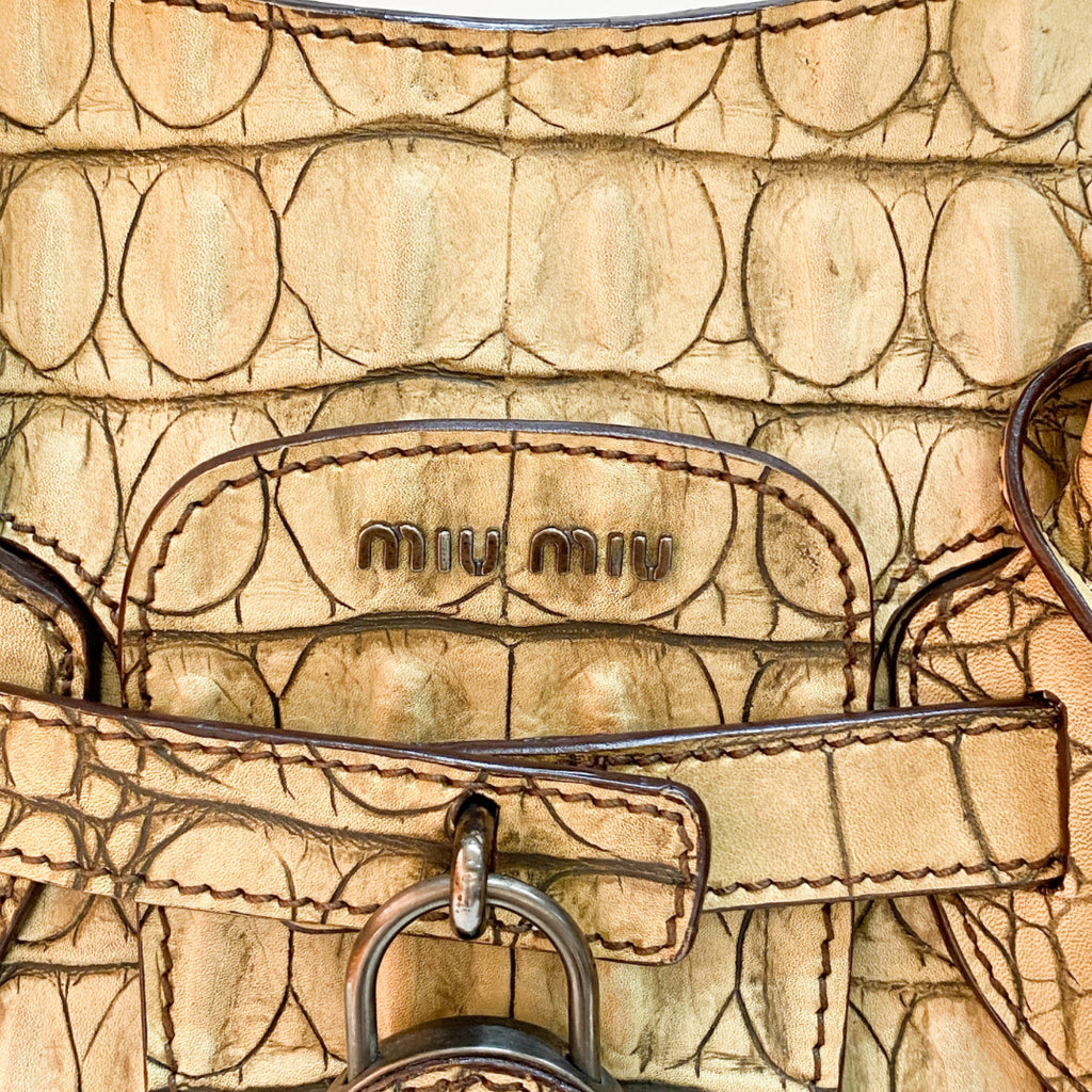RARE VINTAGE MIUMIU CREAM CROCODILE HANDBAG