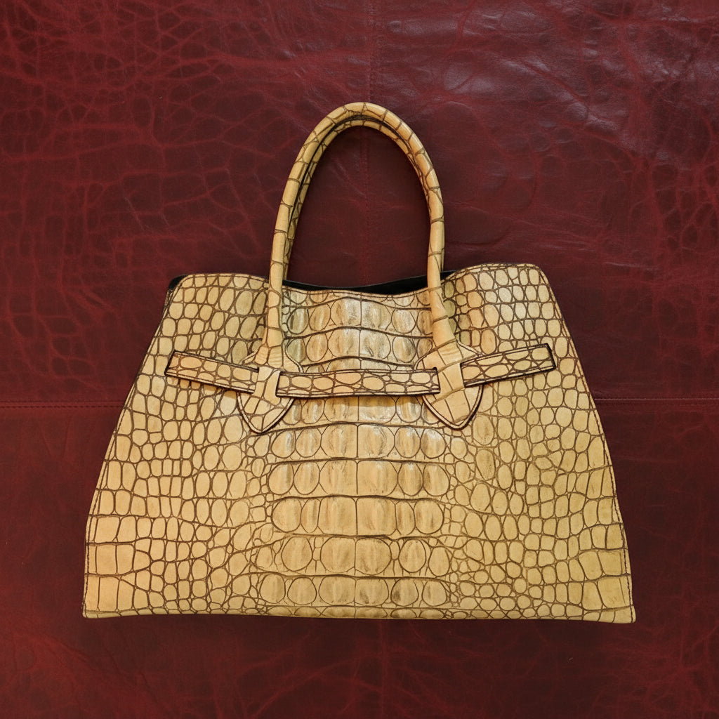 RARE VINTAGE MIUMIU CREAM CROCODILE HANDBAG