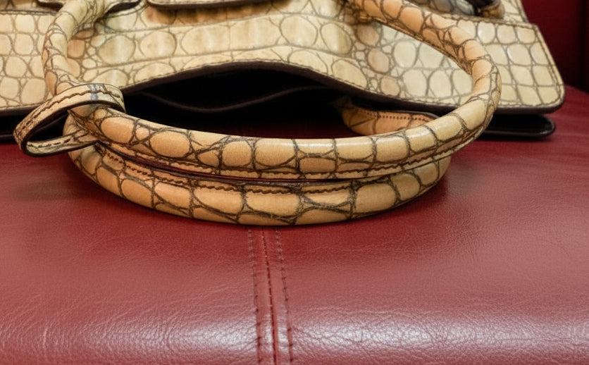 RARE VINTAGE MIUMIU CREAM CROCODILE HANDBAG