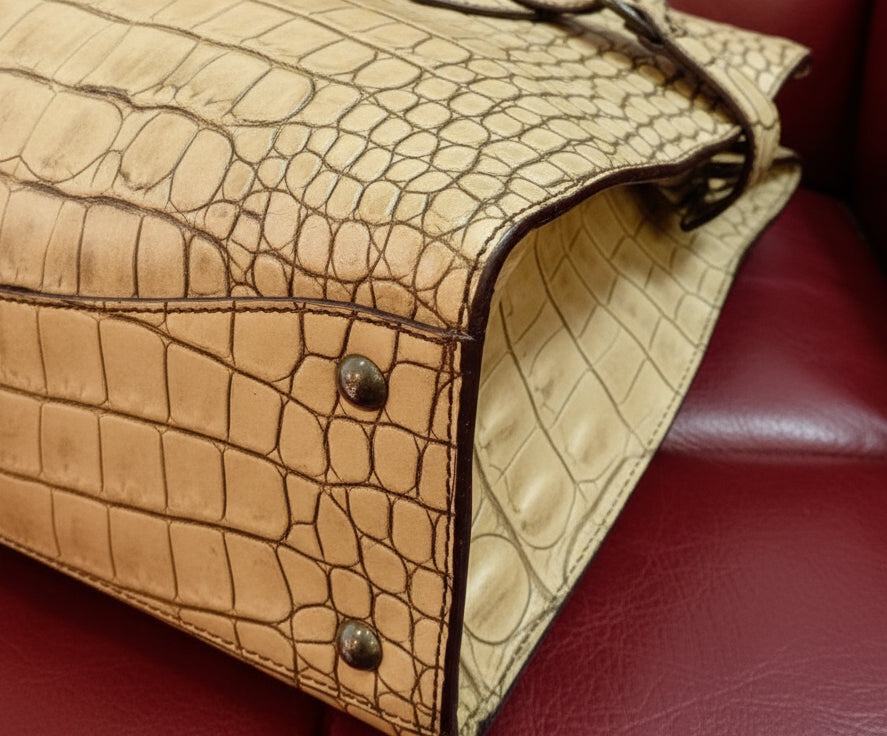 RARE VINTAGE MIUMIU CREAM CROCODILE HANDBAG