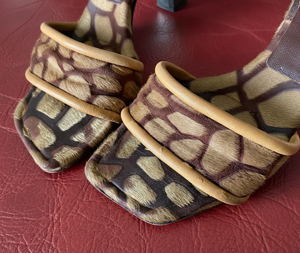 5US CHEETAH PRINT CHANEL MULES