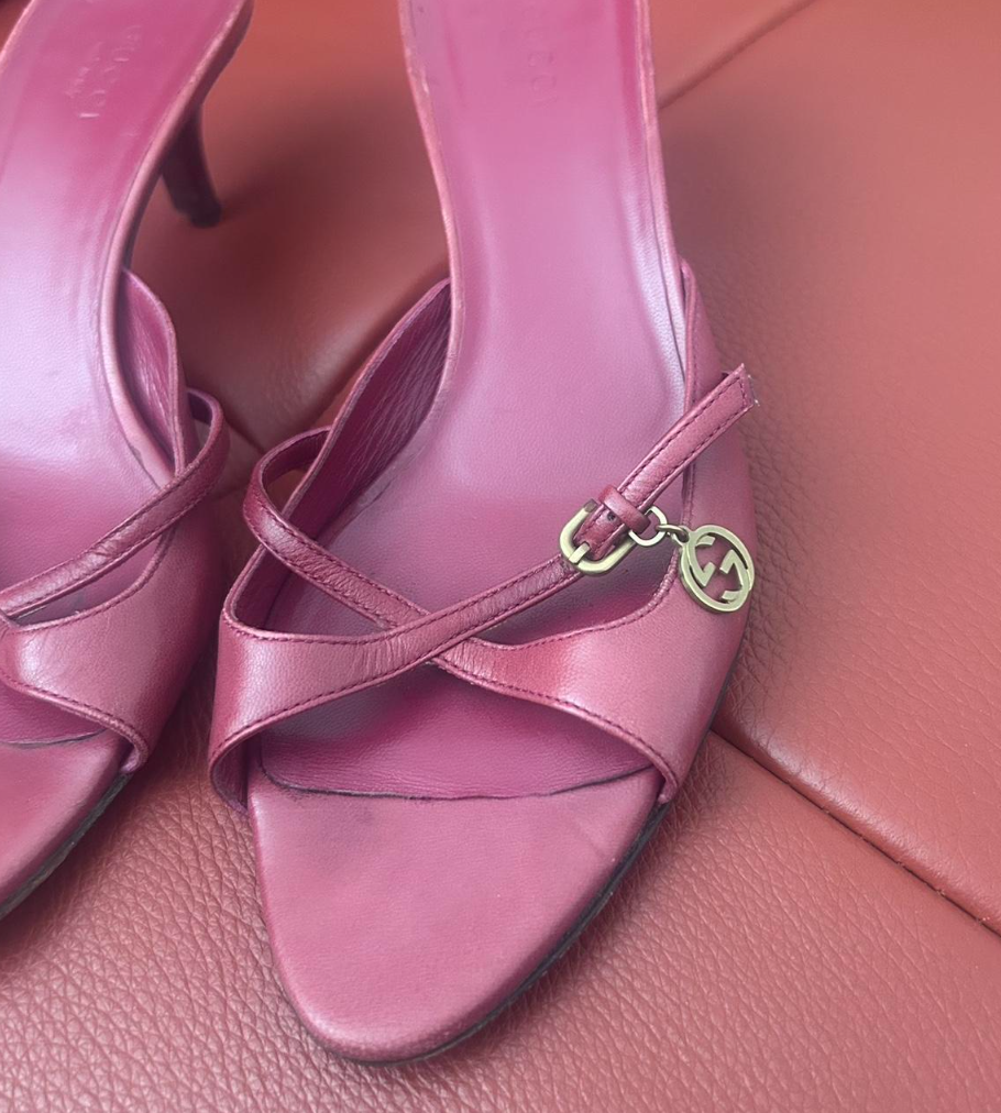 6.5US Gucci GG Charm Pink Mules