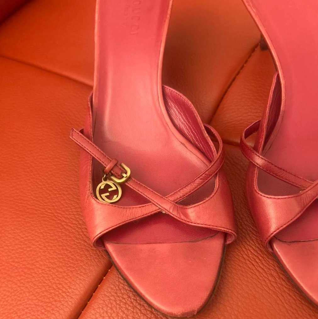 6.5US Gucci GG Charm Pink Mules