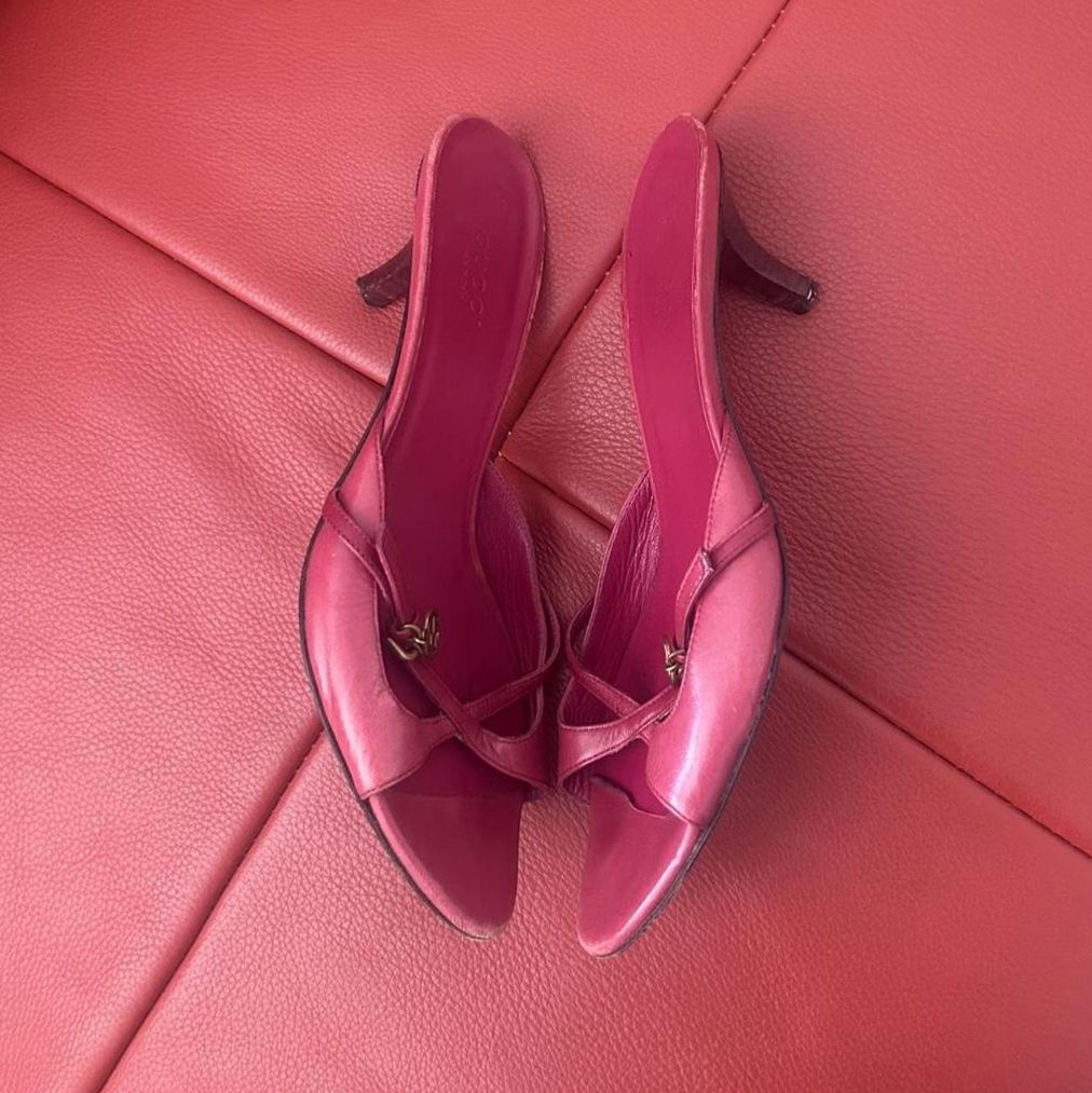 6.5US Gucci GG Charm Pink Mules