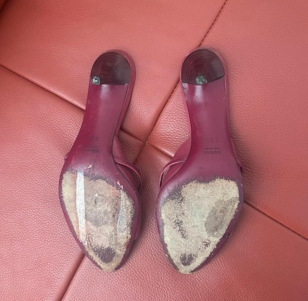 6.5US Gucci GG Charm Pink Mules